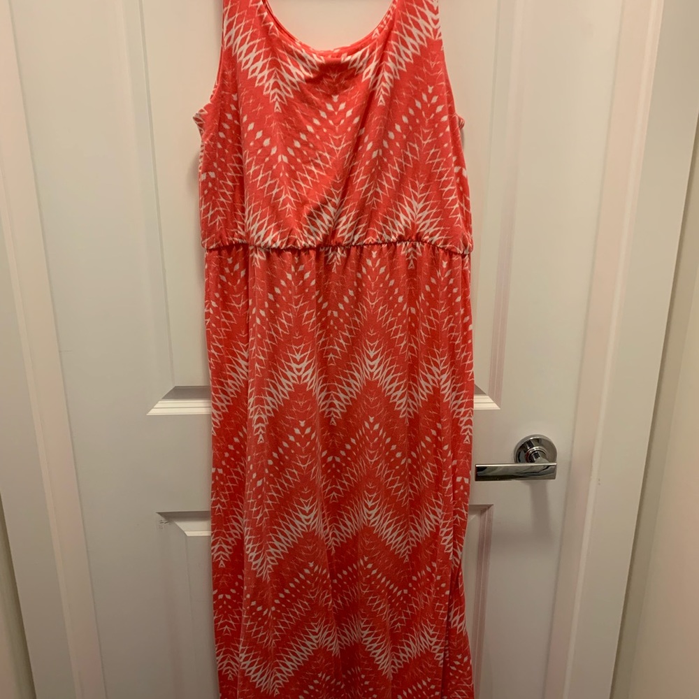 Coral maxi dress. Large. Cotton.